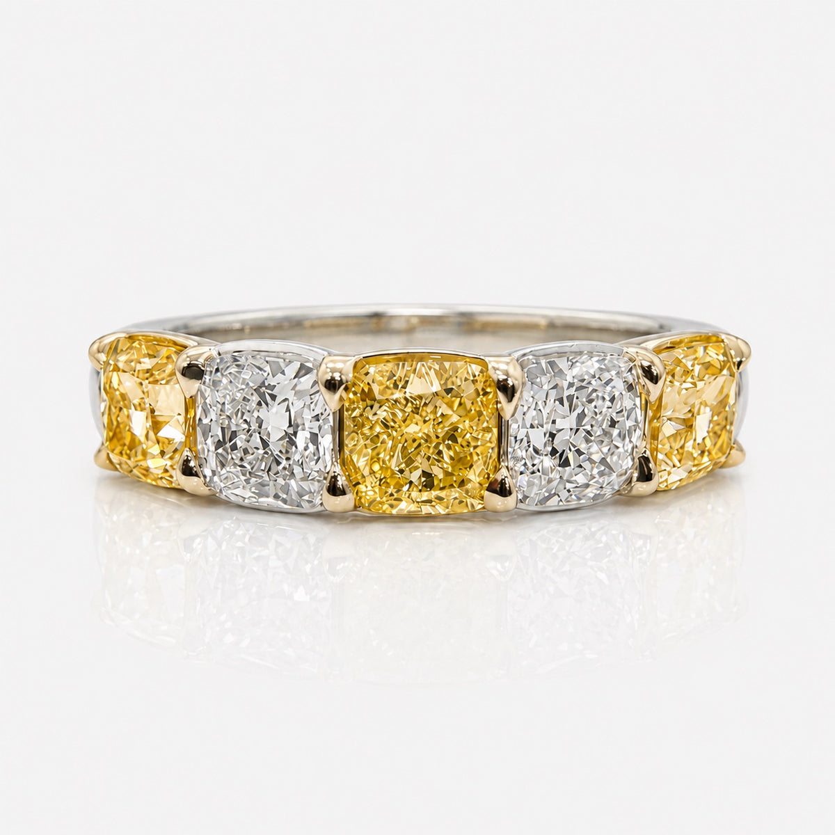 2.45ctw Fancy Intense Yellow Alternating Diamond Halfway Band
