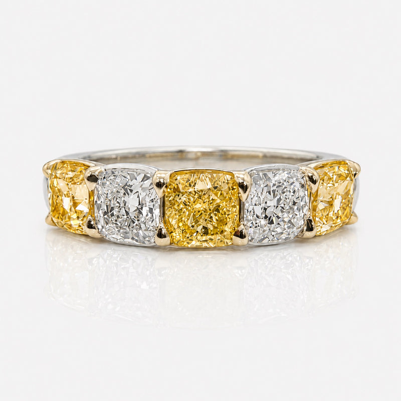2.45ctw Fancy Intense Yellow Alternating Diamond Halfway Band