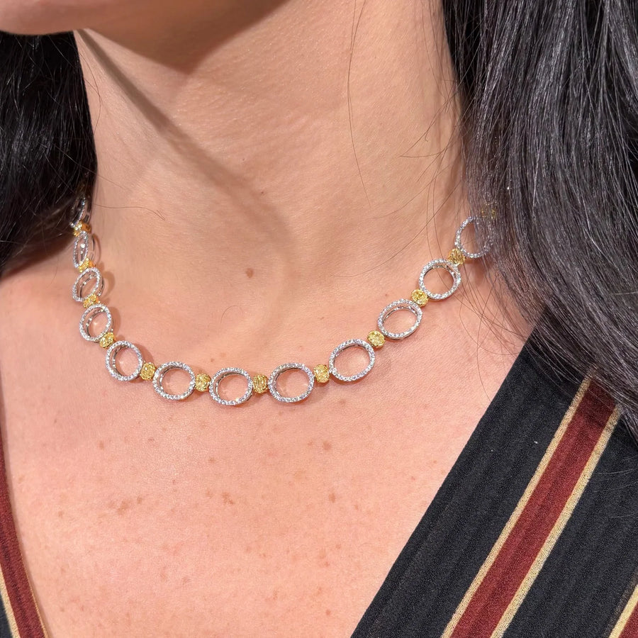 12.88ct Fancy Yellow Oval Diamond Necklace