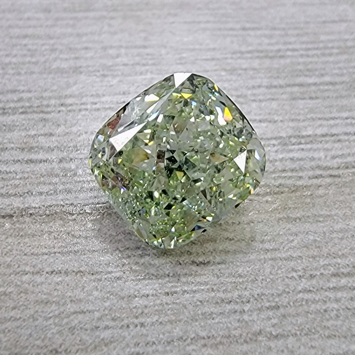 3.03ct Fancy Yellow Green Cushion SI1 GIA