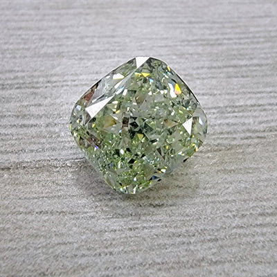 3.03ct Fancy Yellow Green Cushion SI1 GIA
