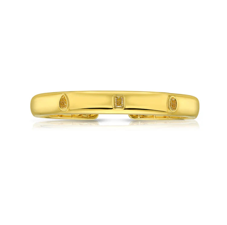 0.77ctw Light Yellow Radiant Oval and Pear Diamond Bezel Cuff in 18k Gold