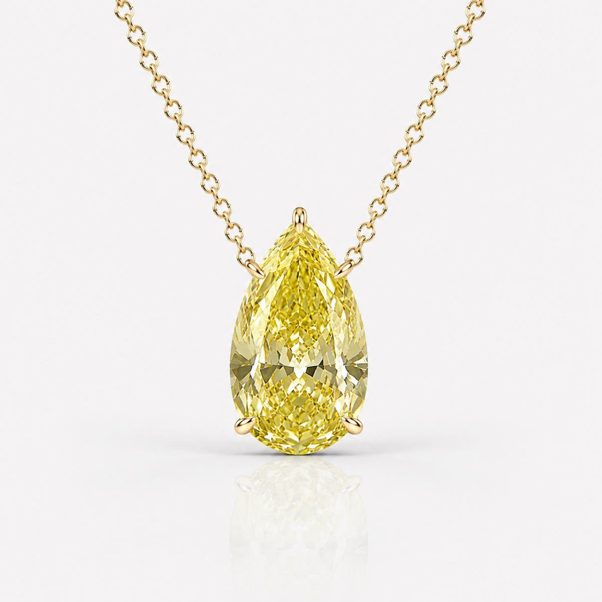 5.04ct Fancy Yellow Pear Diamond Solitaire Pendant I2 GIA
