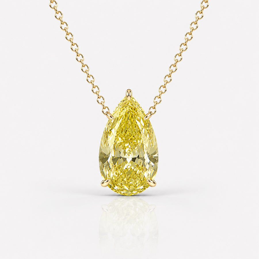 5.04ct Fancy Yellow Pear Diamond Solitaire Pendant I2 GIA
