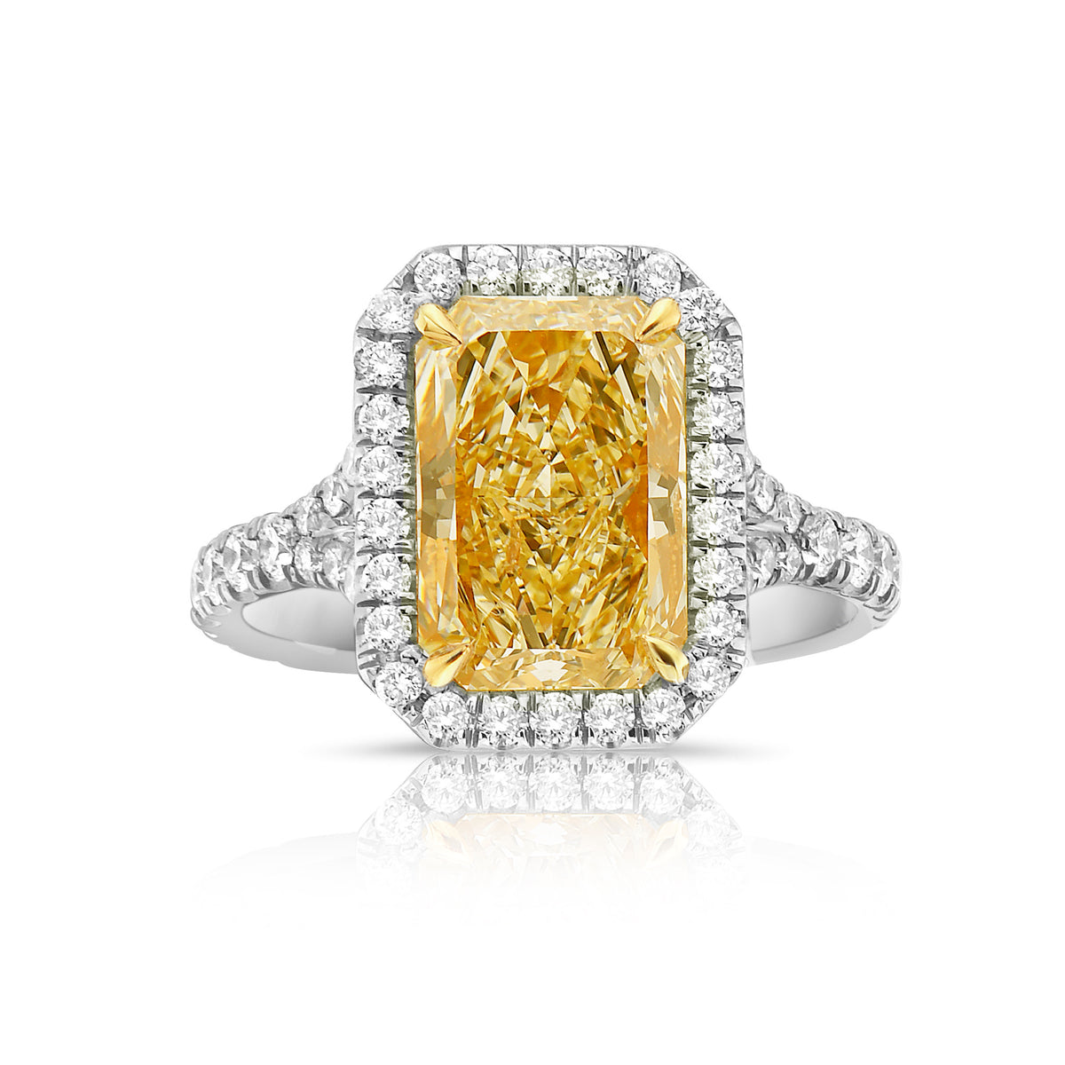 3.00ct Light Yellow Elongated Radiant Diamond Ring VVS1 GIA