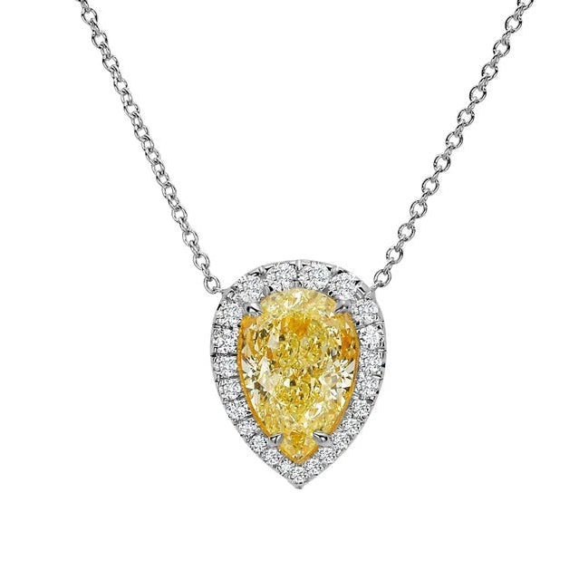 1.51ct Light Yellow Pear Diamond Inverted Pendant VS1 GIA