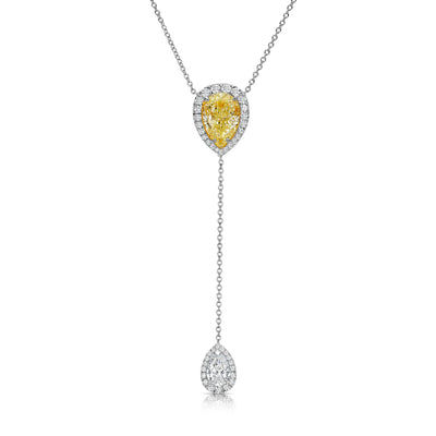 1.5ct Yellow and White Diamond Lariat Necklace