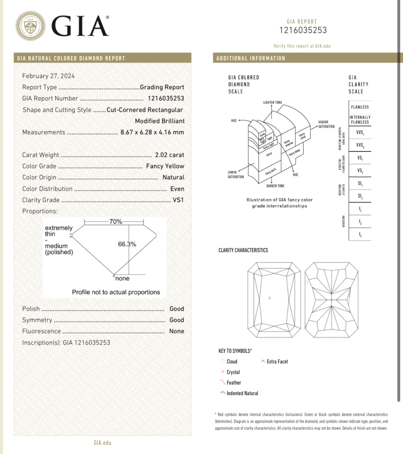 2.02ct Fancy Yellow Elongated Radiant VS1 GIA