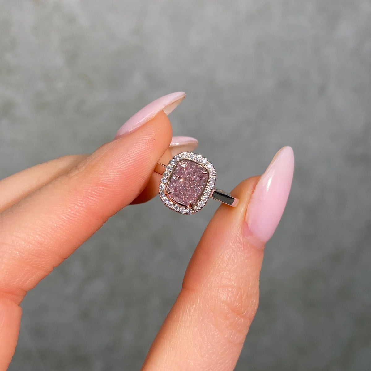 2.01ct Fancy Light Brown Pink Cushion Diamond Ring SI2 GIA