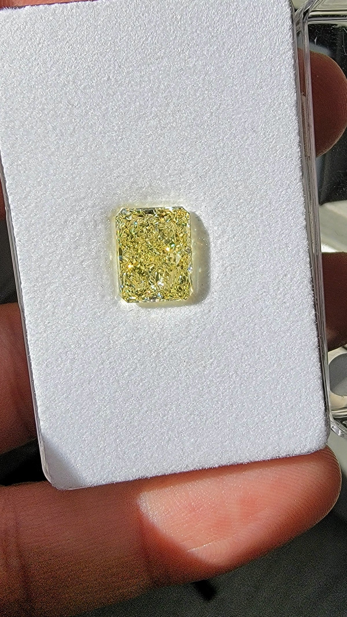 5.13ct Fancy Yellow Elongated Radiant Diamond Ring VS1 GIA