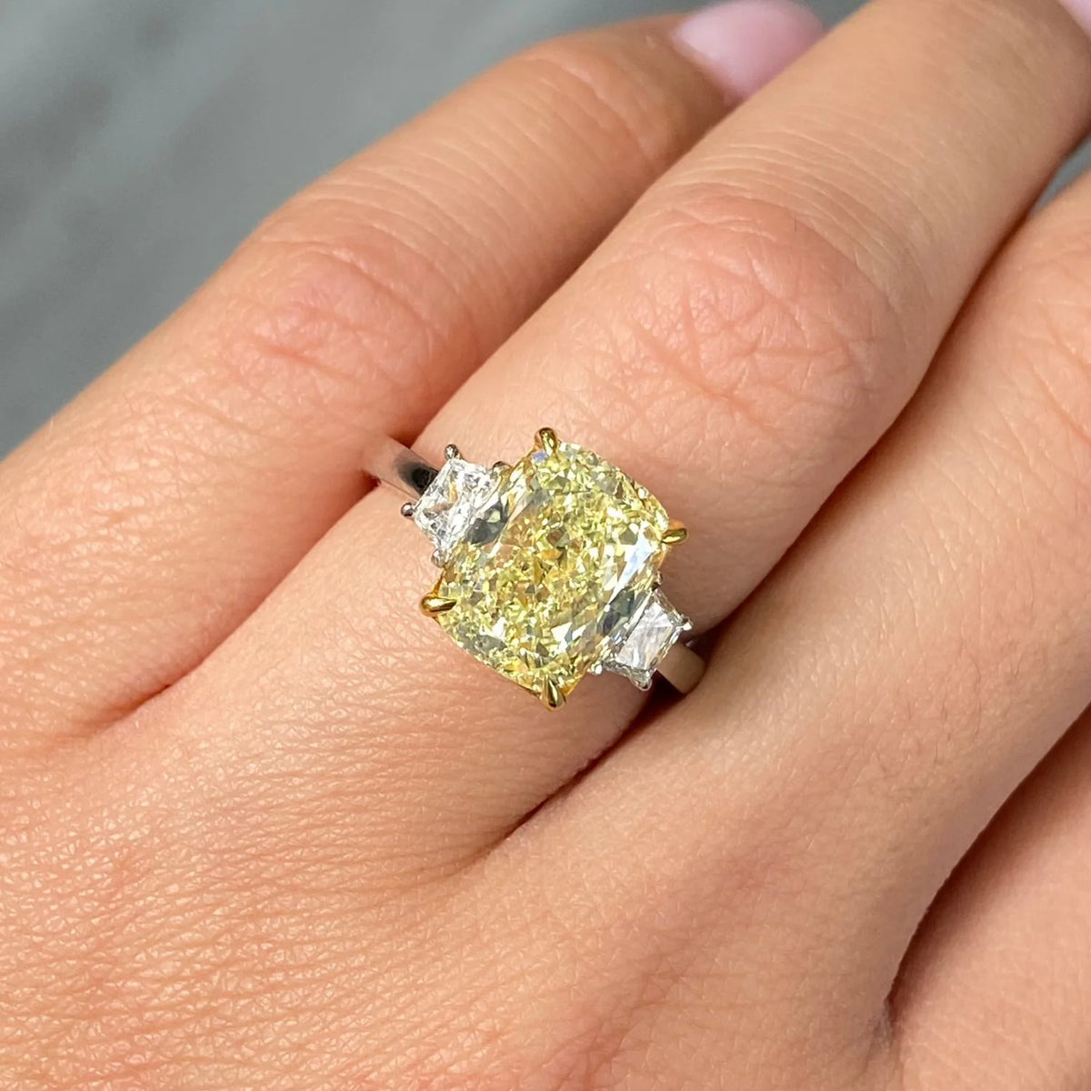4.20ct Fancy Yellow Elongated Cushion Diamond VS2 GIA