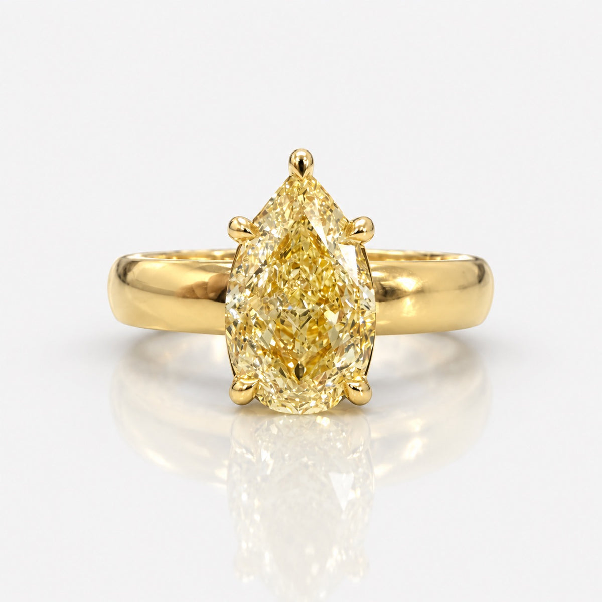 2.54ct Fancy Light Yellow Pear Diamond Ring SI1 GIA