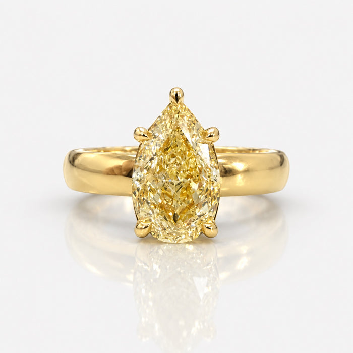 2.54ct Fancy Light Yellow Pear Diamond Ring SI1 GIA
