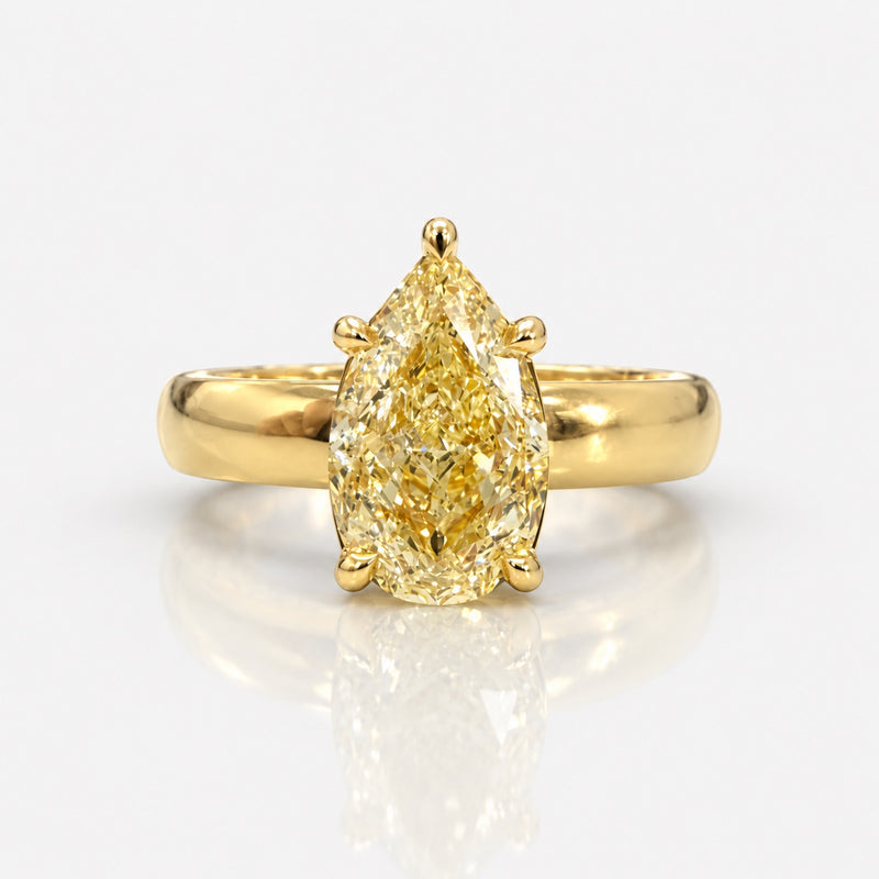 2.54ct Fancy Light Yellow Pear Diamond Ring SI1 GIA