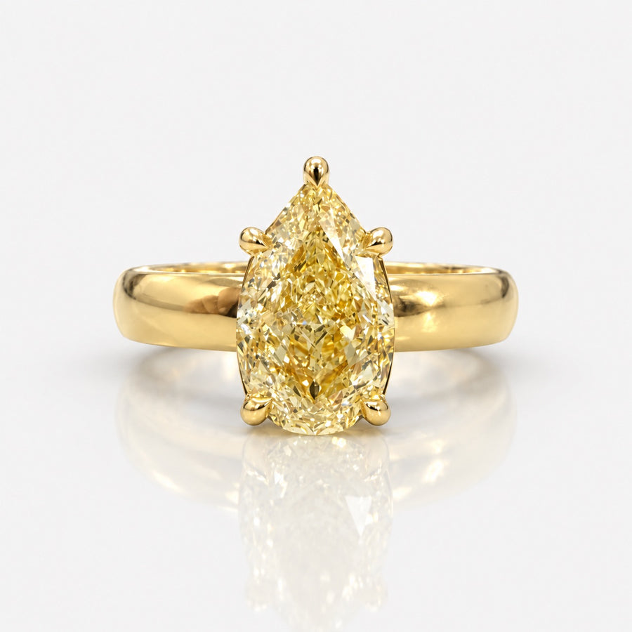 2.54ct Fancy Light Yellow Pear Diamond Ring SI1 GIA