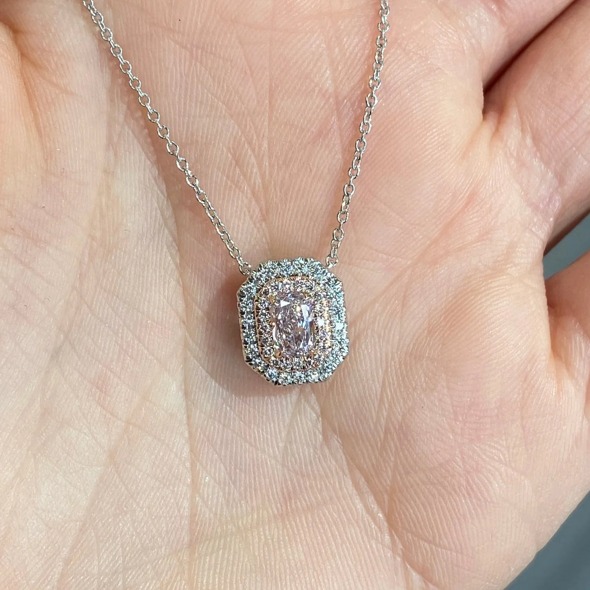 0.50ct Light Pink Radiant Diamond Pendant VS2 GIA
