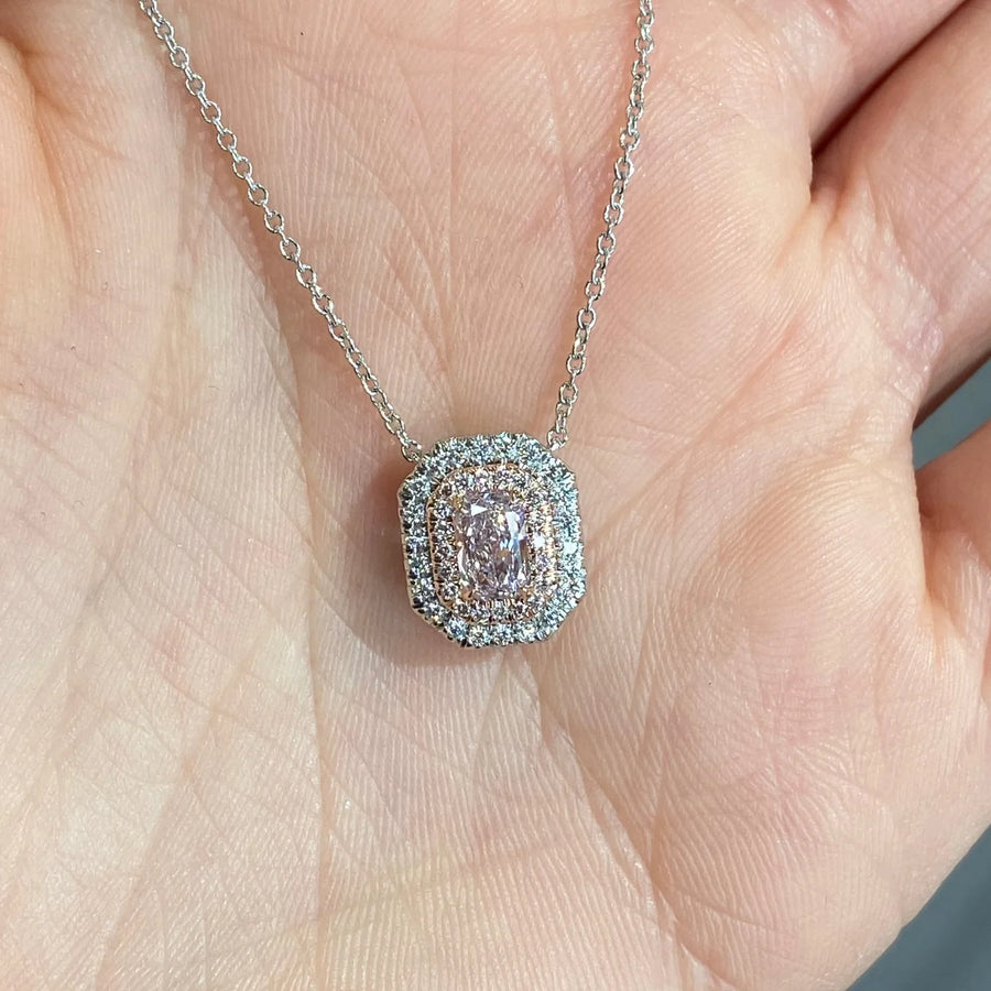 0.50ct Light Pink Radiant Diamond Pendant VS2 GIA