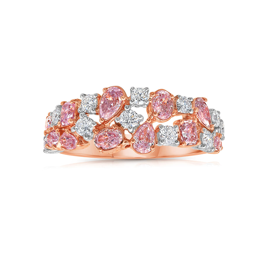 1.44ctw  Pink & White Diamond Mixed Shape Ring