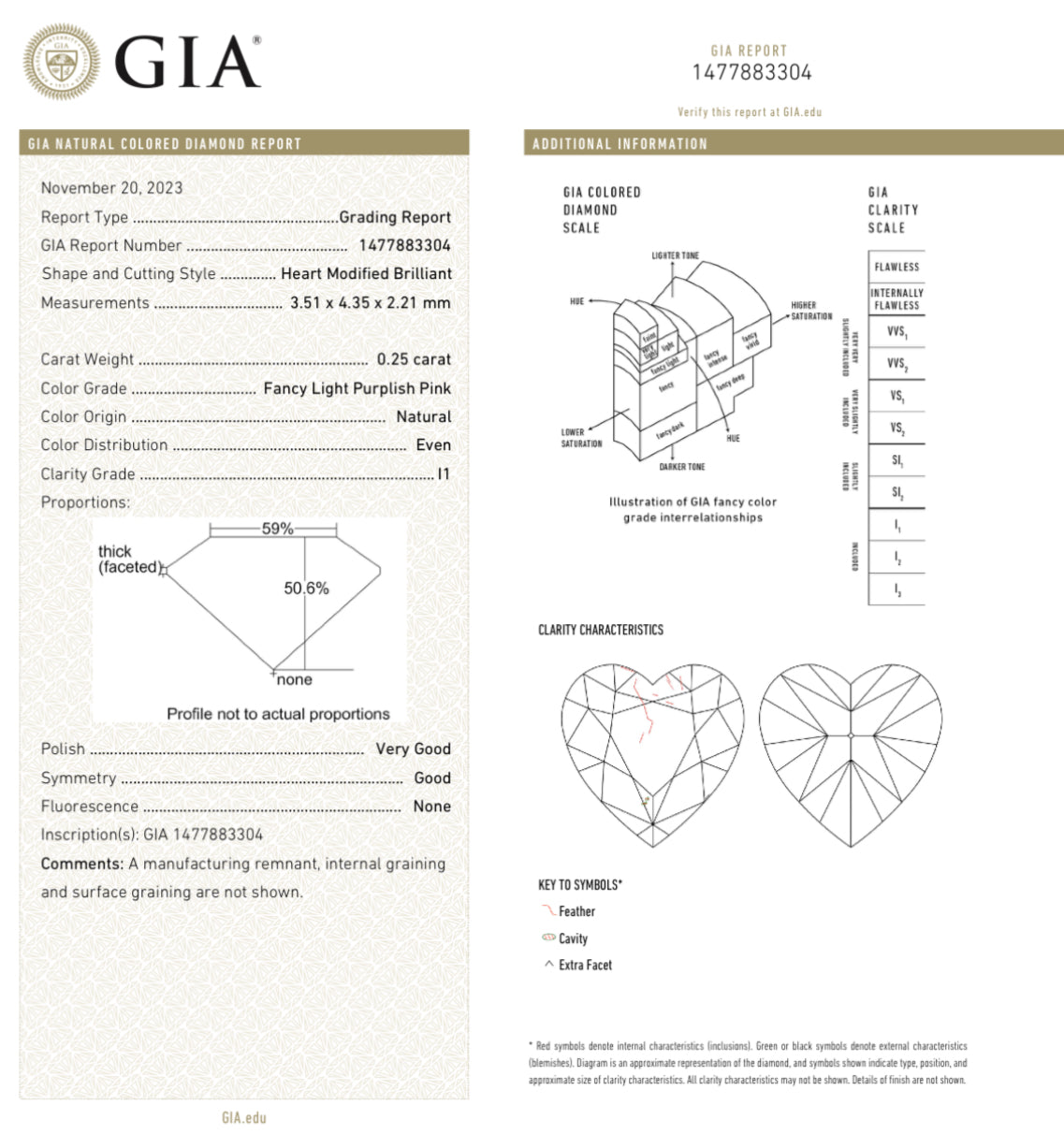 0.25ct & 0.25ct Fancy Light Purplish Pink Heart Diamonds GIA