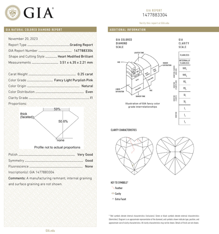 0.25ct & 0.25ct Fancy Light Purplish Pink Heart Diamonds GIA
