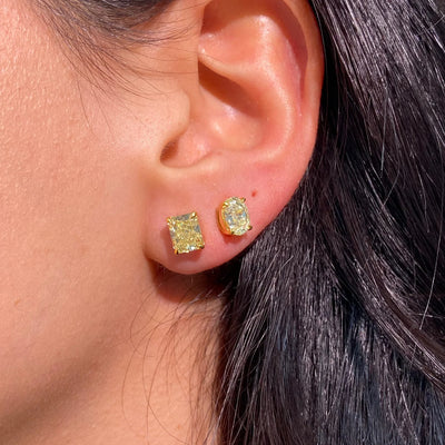 2.85ct total weight Fancy Yellow Radiant Studs GIA