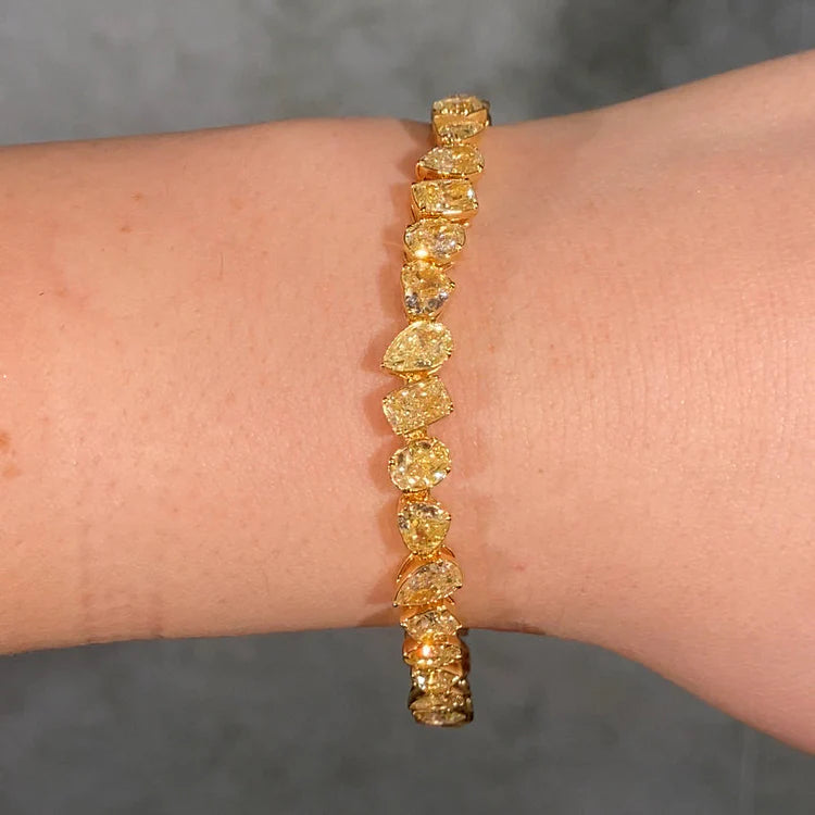 18.00ctw Fancy Yellow Mixed Shape Diamond Bracelet