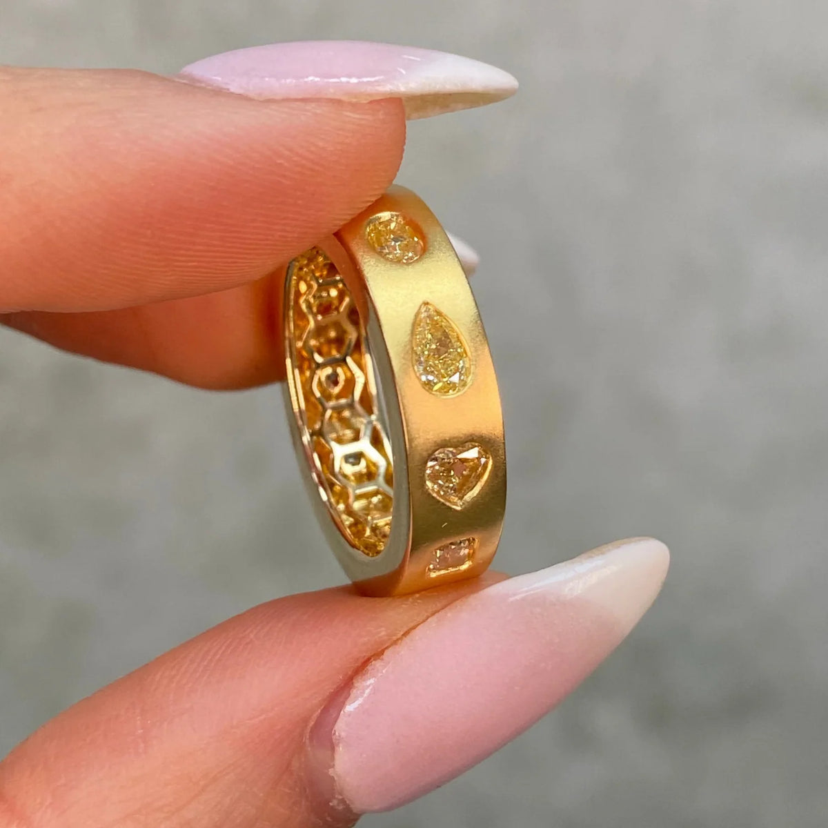 1.81ct Mixed Shape Yellow Diamond Bezel Eternity Band