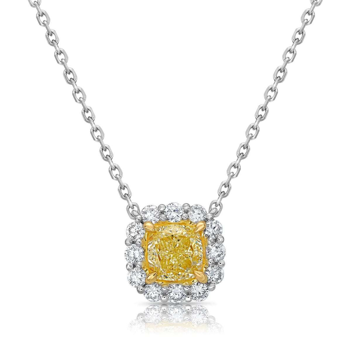 1.22ct Fancy Light Yellow Cushion Diamond Pendant VS1 GIA