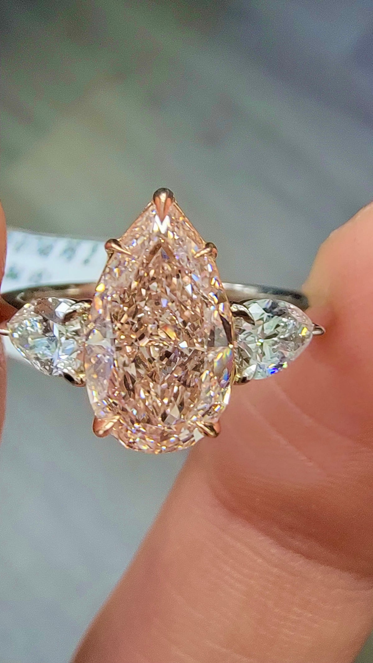 2.18ct Fancy Light Brown Pink Pear Diamond Ring VS1 GIA