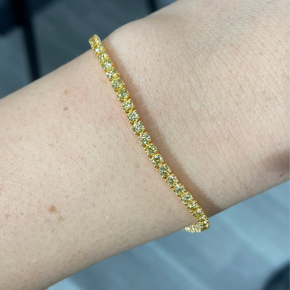 3.61ctw Fancy Intense Yellow Round Diamond Tennis Bracelet