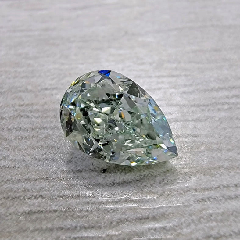 0.78ct Fancy Light Green Pear VS1 Diamond GIA