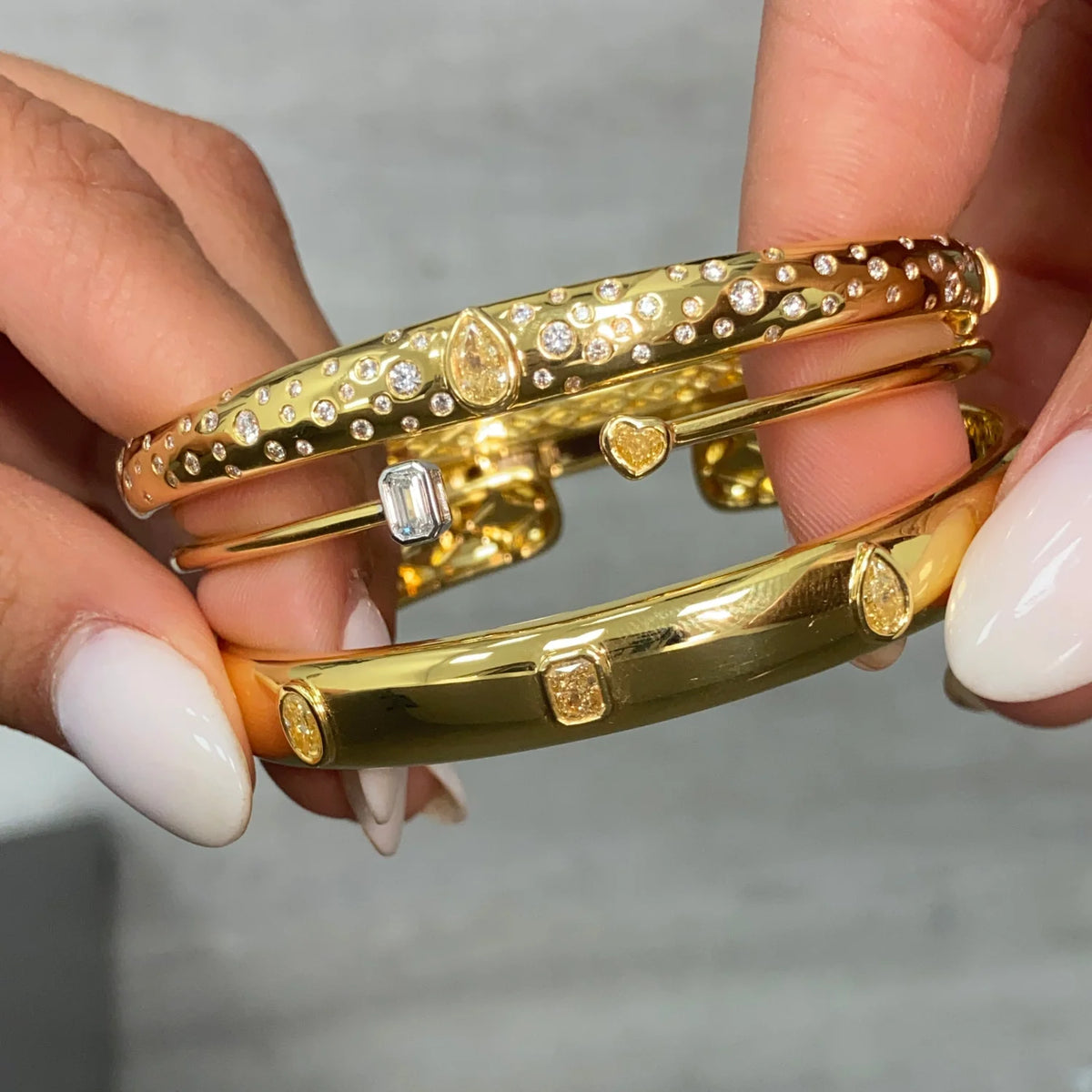 0.28ct Yellow Pear Diamond Domed Pave Bangle