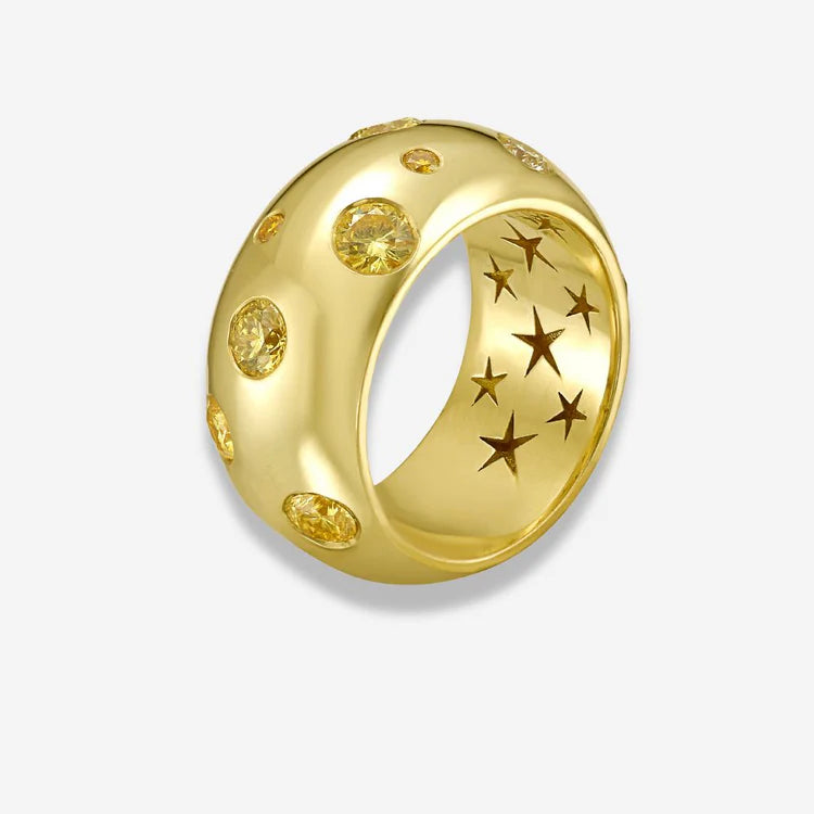 1.6ctw Scattered Vivid Yellow Diamond Domed Band