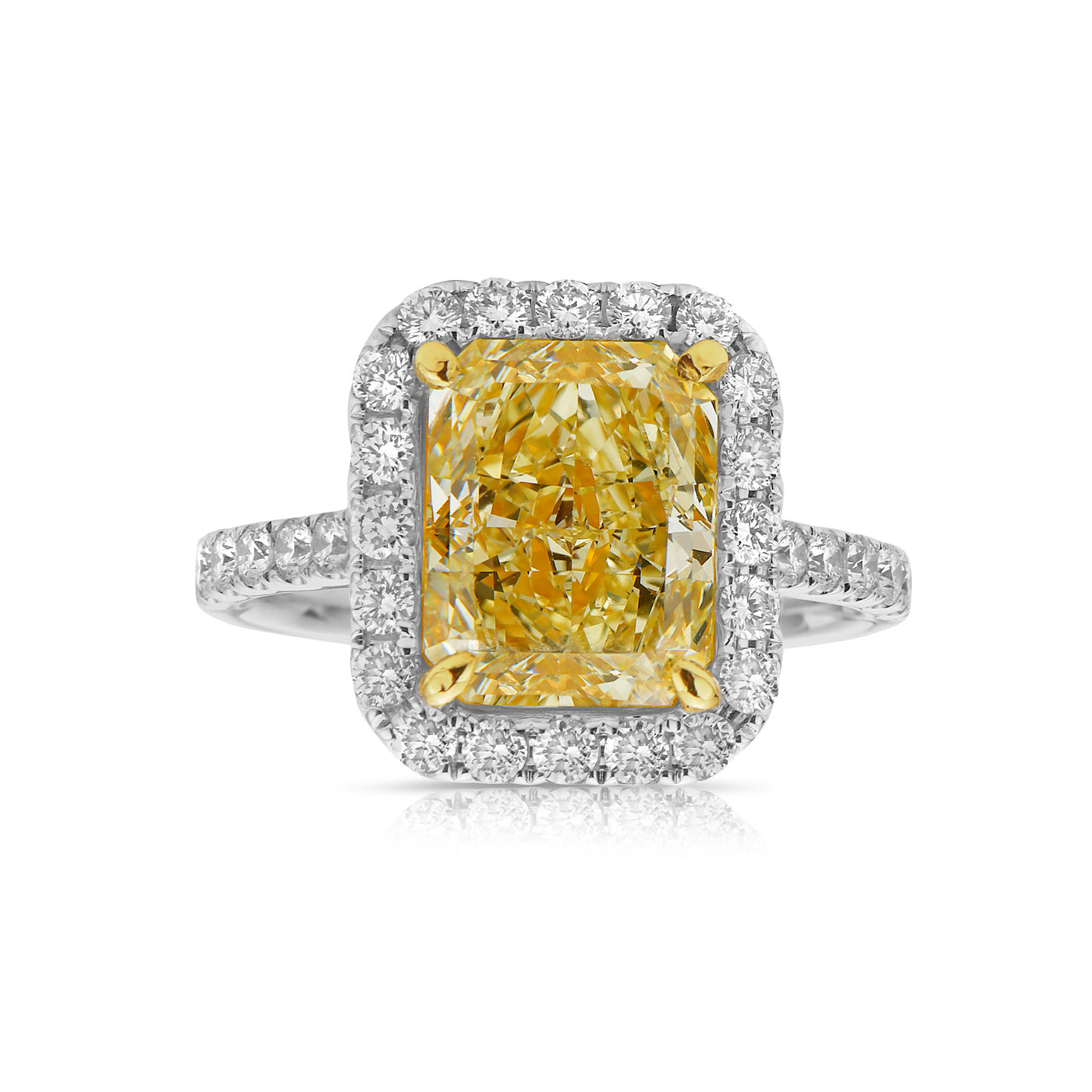 5.03ct Light Yellow Elongated Radiant VS2 GIA Ring