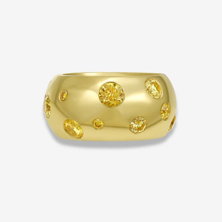 1.6ctw Scattered Vivid Yellow Diamond Domed Band