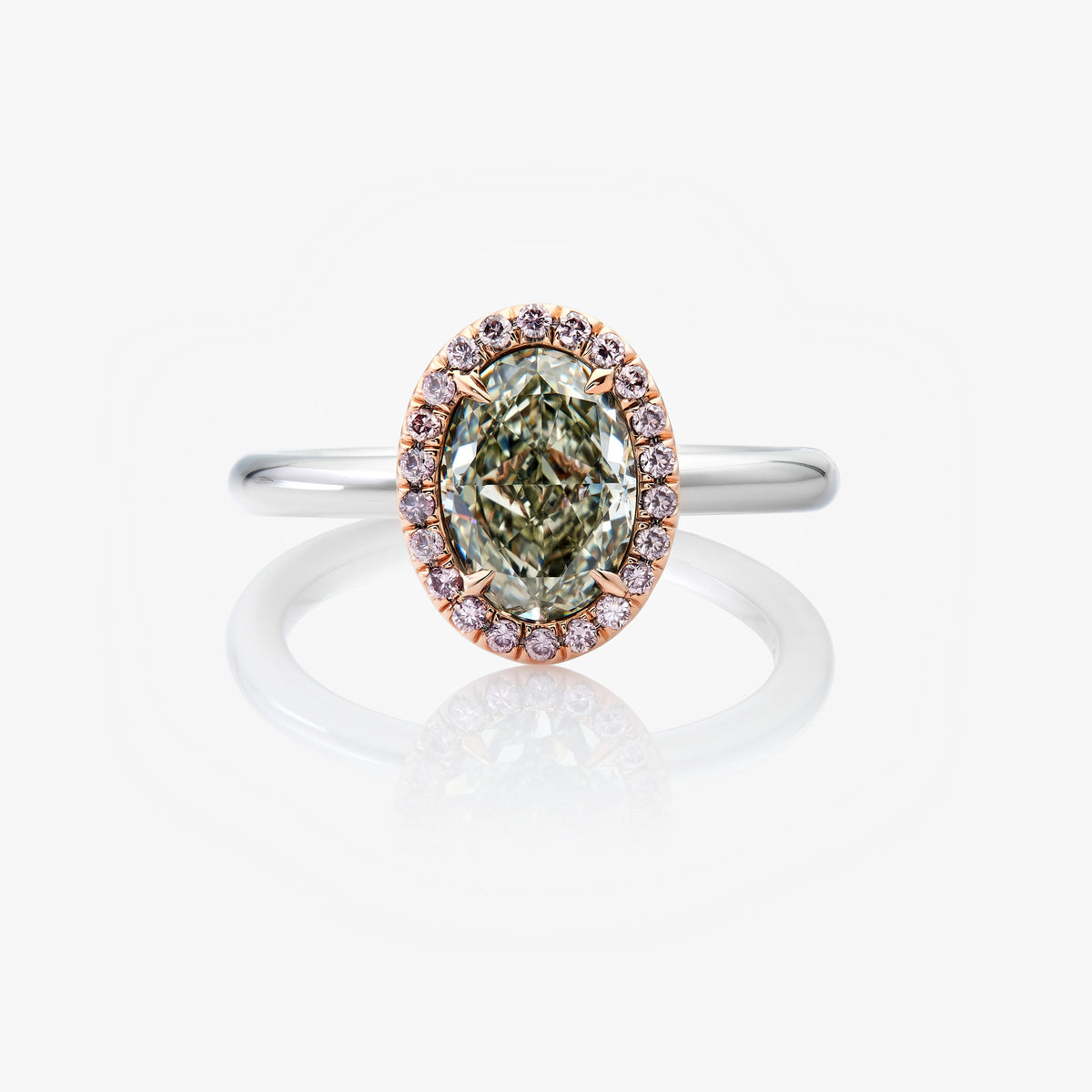 1.50ct. Fancy Light Grayish Greenish Yellow Oval Diamond Ring GIA