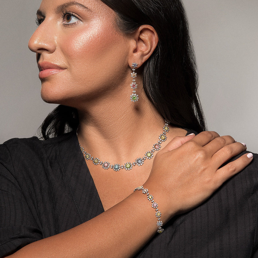 23.12ctw Fancy Color Diamond Floral Necklace GIA