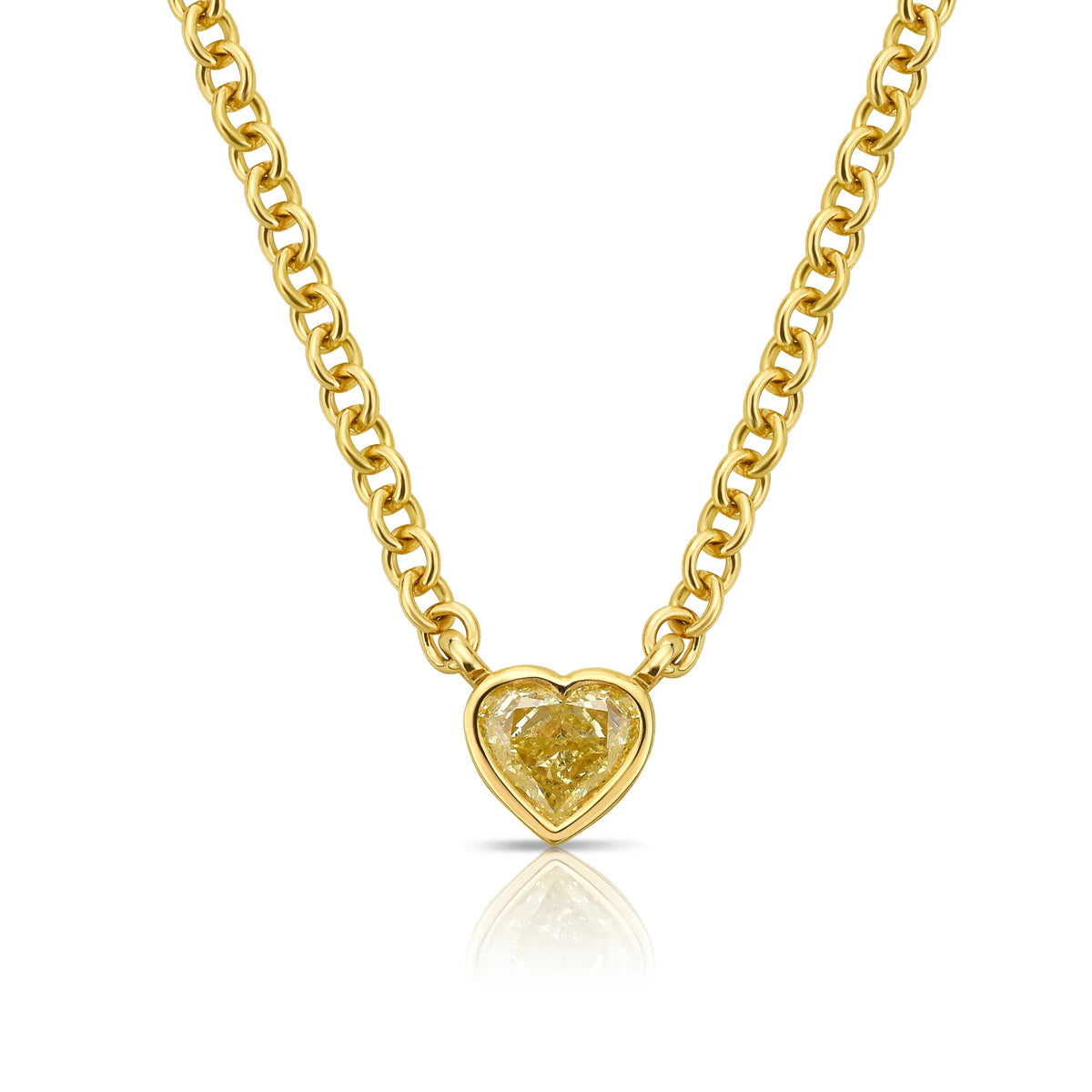 0.70ct Fancy Yellow Heart Diamond Solitaire Bezel Pendant