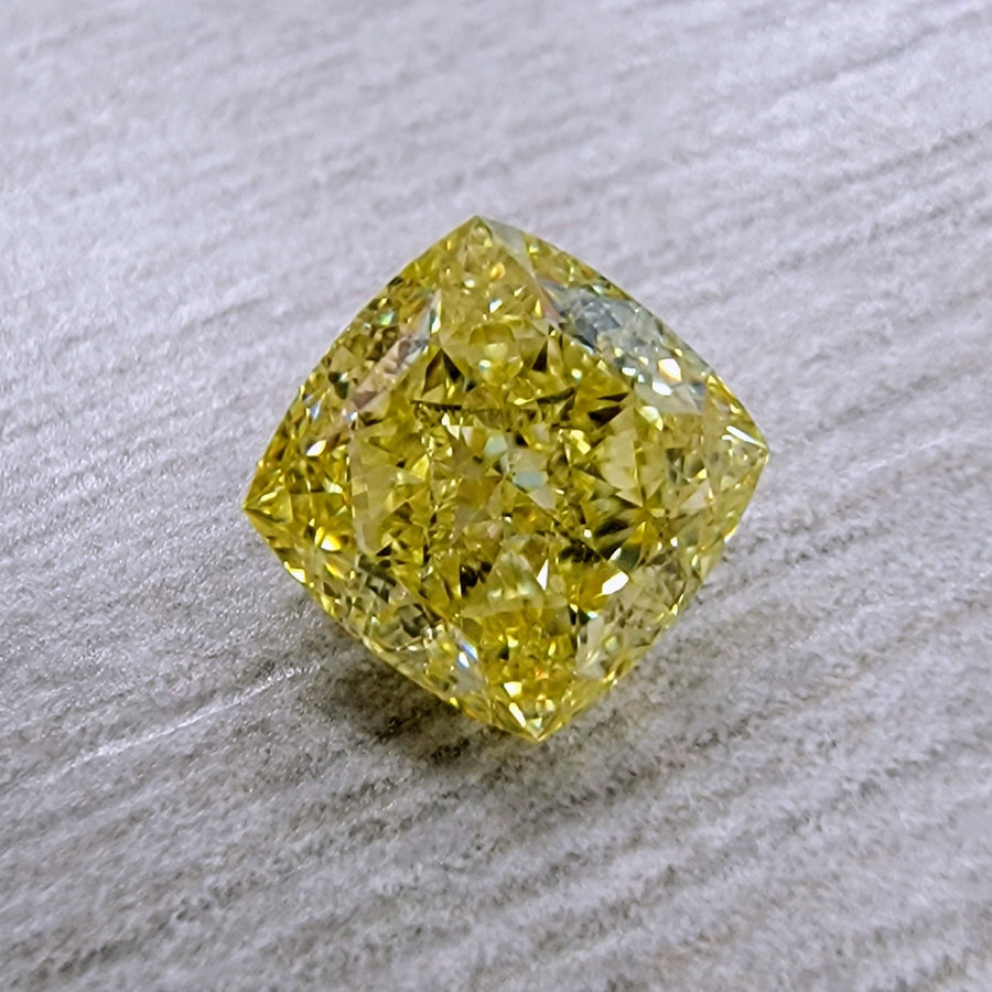 1.09ct Fancy Intense Yellow Cushion Diamond VS1 GIA