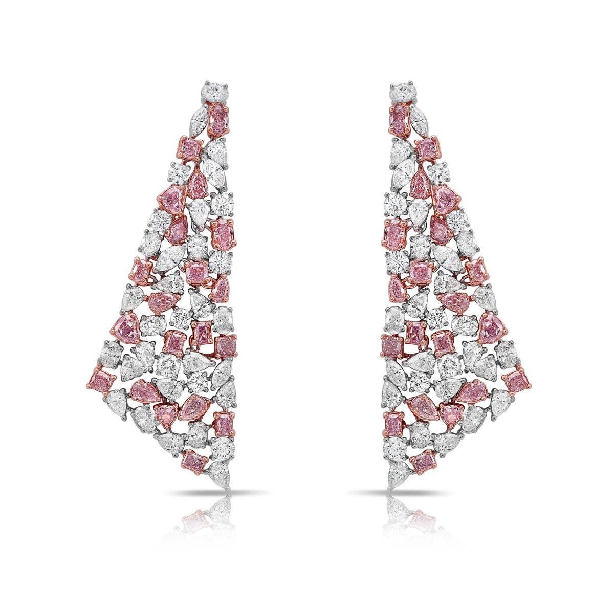 9.31ctw Mixed Shape Pink Diamond and White Diamond Chandelier Earrings