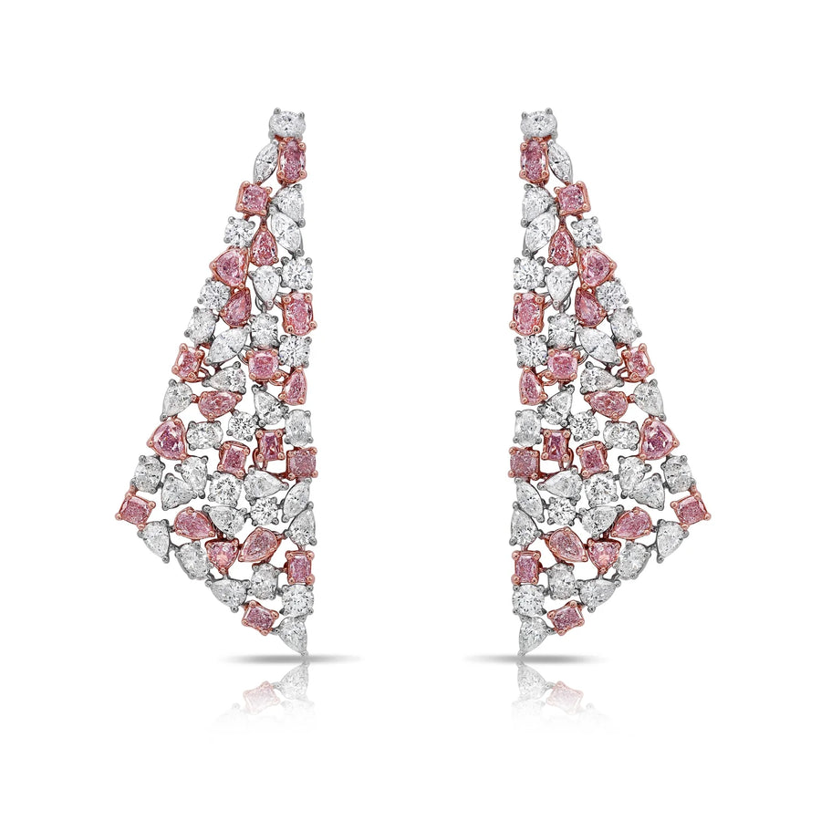 9.31ctw Mixed Shape Pink Diamond and White Diamond Chandelier Earrings