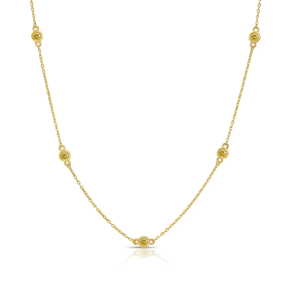 0.51ctw Fancy Intense Yellow Diamond Station Necklace