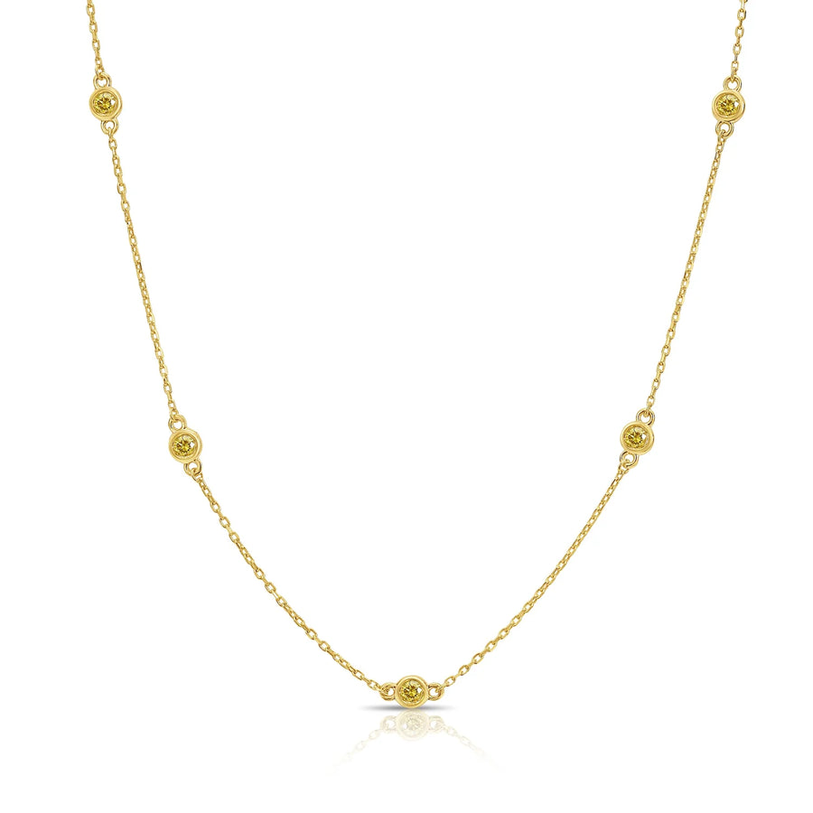 0.51ctw Fancy Intense Yellow Diamond Station Necklace