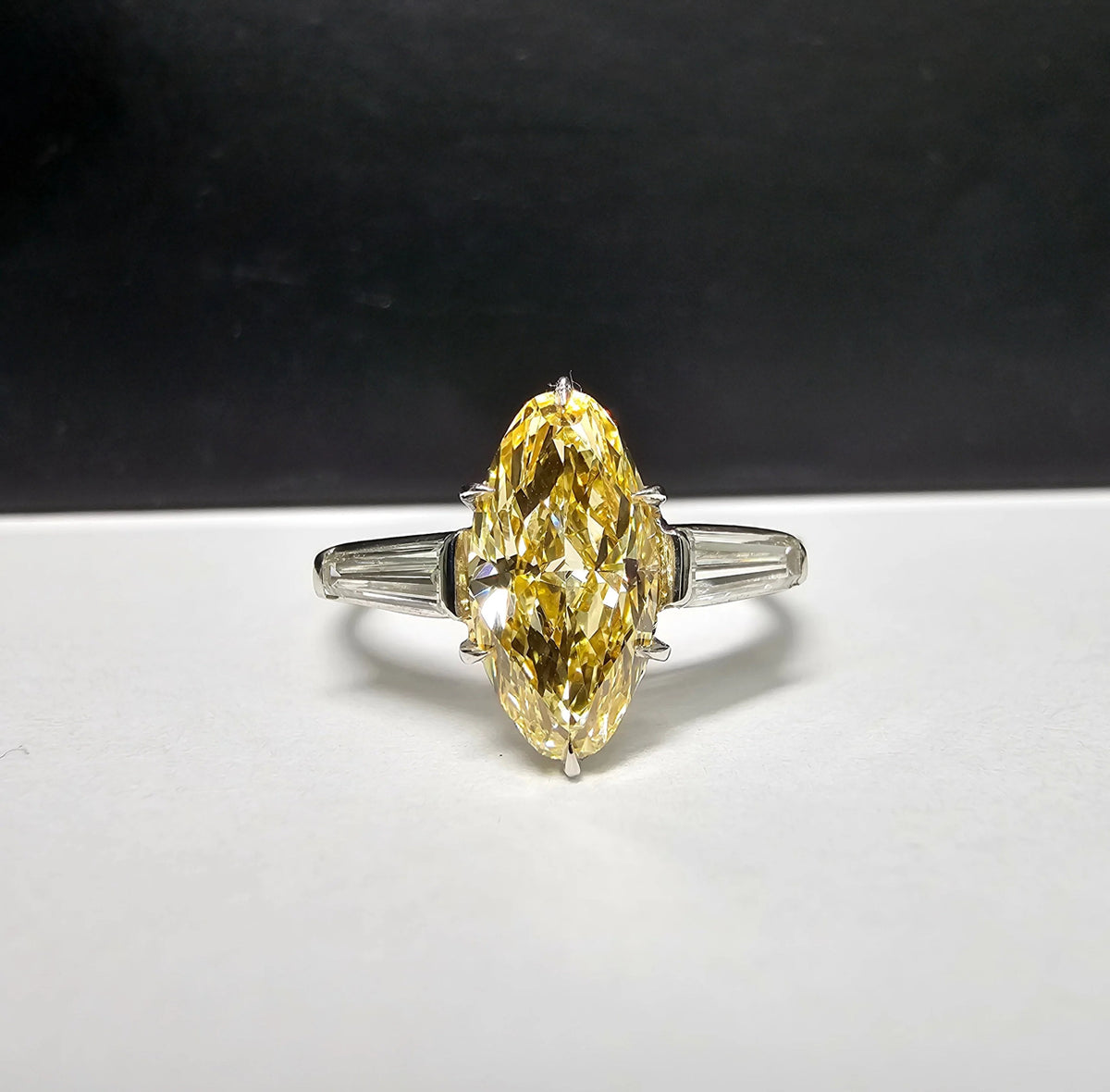 1.40ct Fancy Intense Orangy Yellow Moval Diamond Ring VS1 GIA