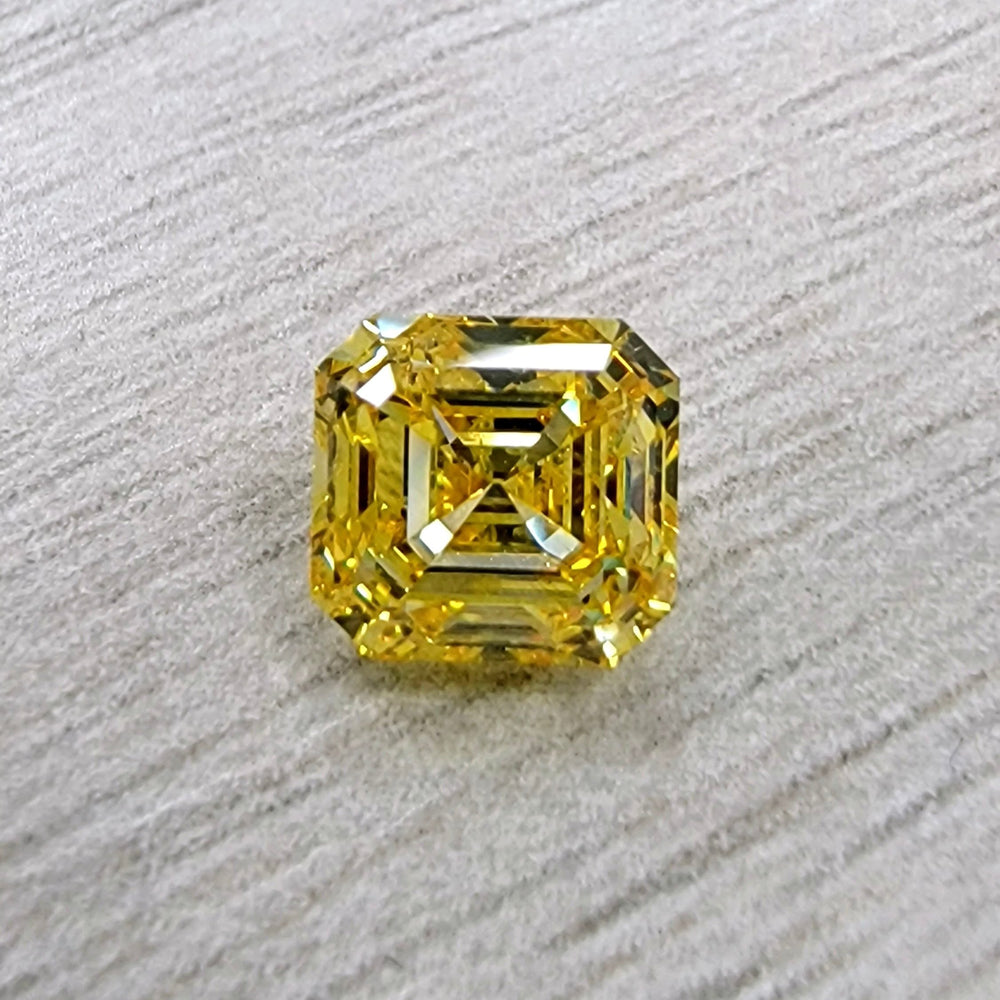 1.53ct Fancy Vivid Yellow Asscher Cut Diamond Ring SI2 GIA