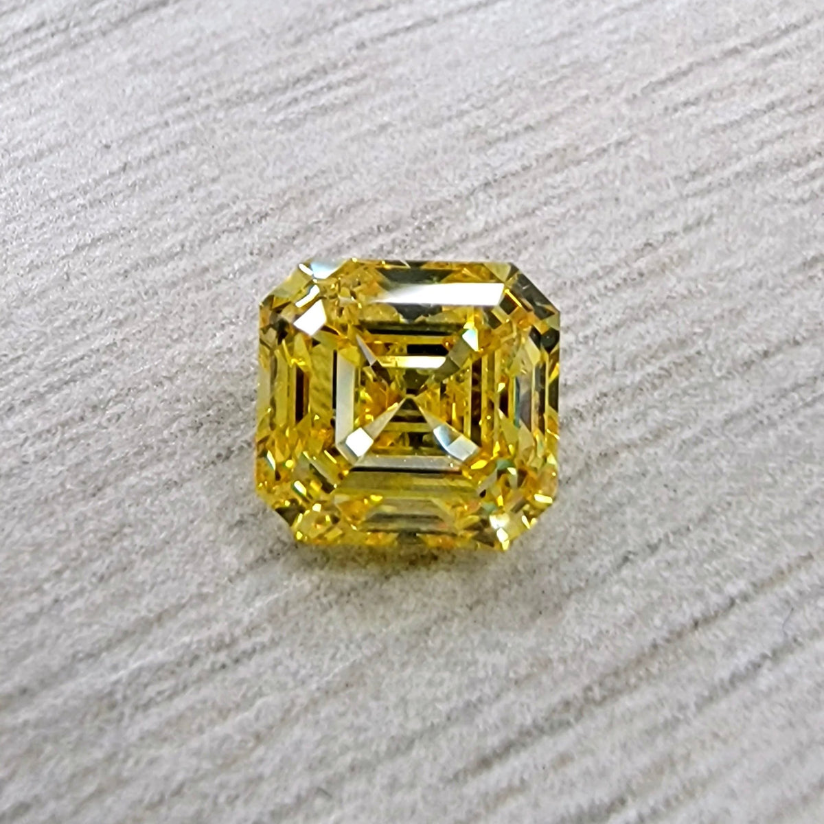 1.53ct Fancy Vivid Yellow Asscher Cut Diamond Ring SI2 GIA