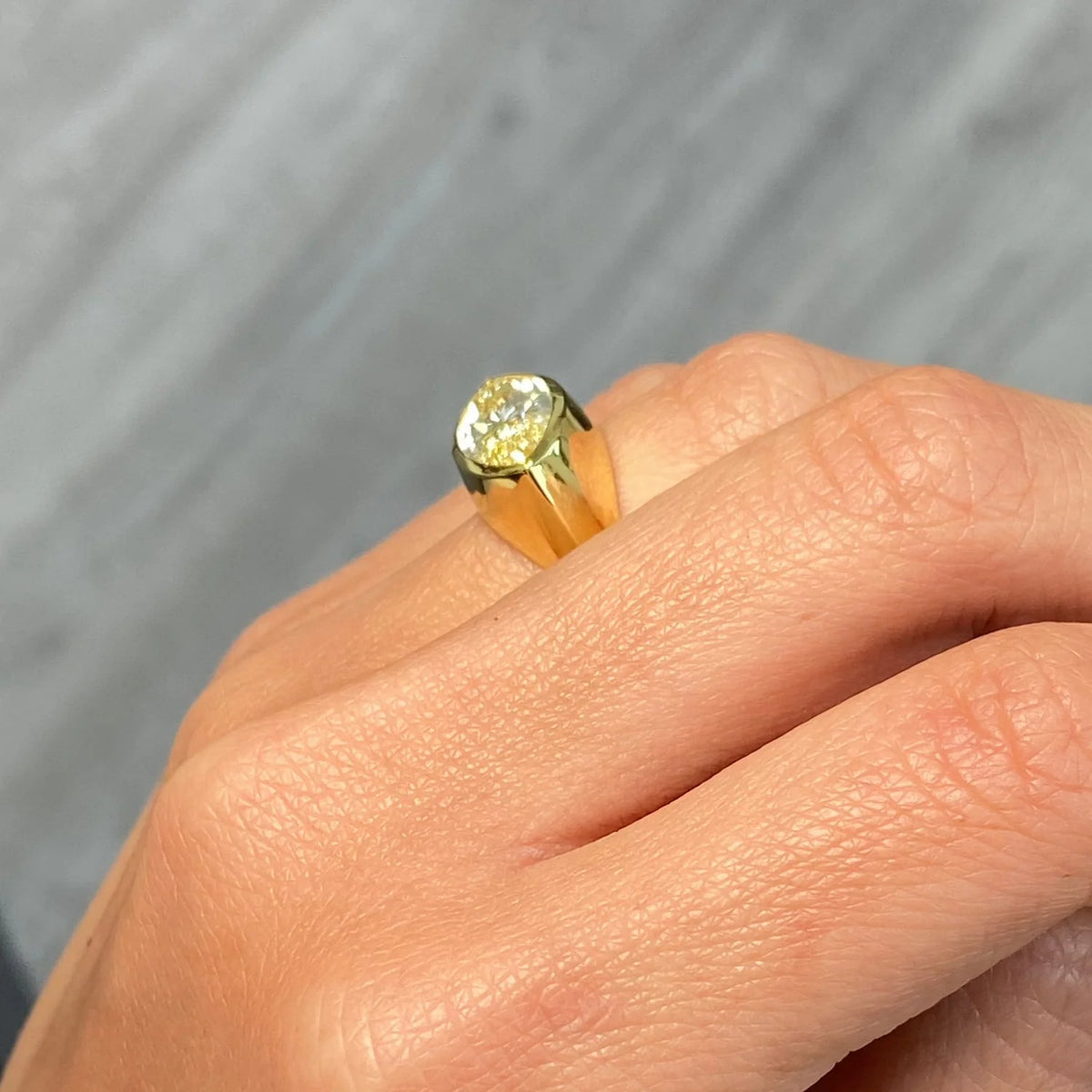 3.39ct Fancy Yellow Marquise Diamond Bezel Ring VS1 GIA