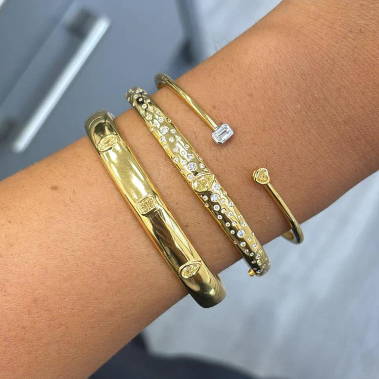 0.77ctw Yellow Diamond Bezel Cuff Bracelet