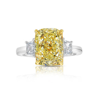 4.20ct Fancy Yellow Elongated Cushion VS2 GIA