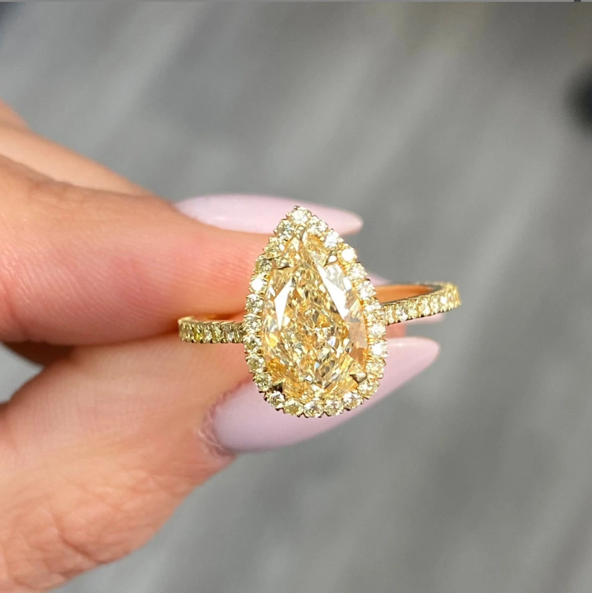 2.27ct Light Yellow Pear Diamond Ring VS1 GIA